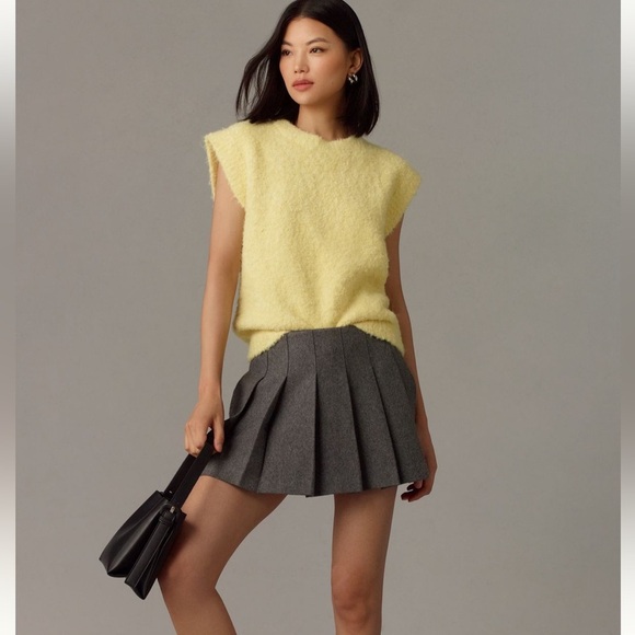 NWT new large Anthropologie FRNCH Boucle sweater vest light yellow crew neck - Picture 1 of 17